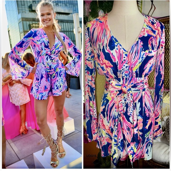 Lilly Pulitzer NWT 🦄 GLORIA Romper Indigo Sunken Treasure 🦄 - Picture 3 of 16
